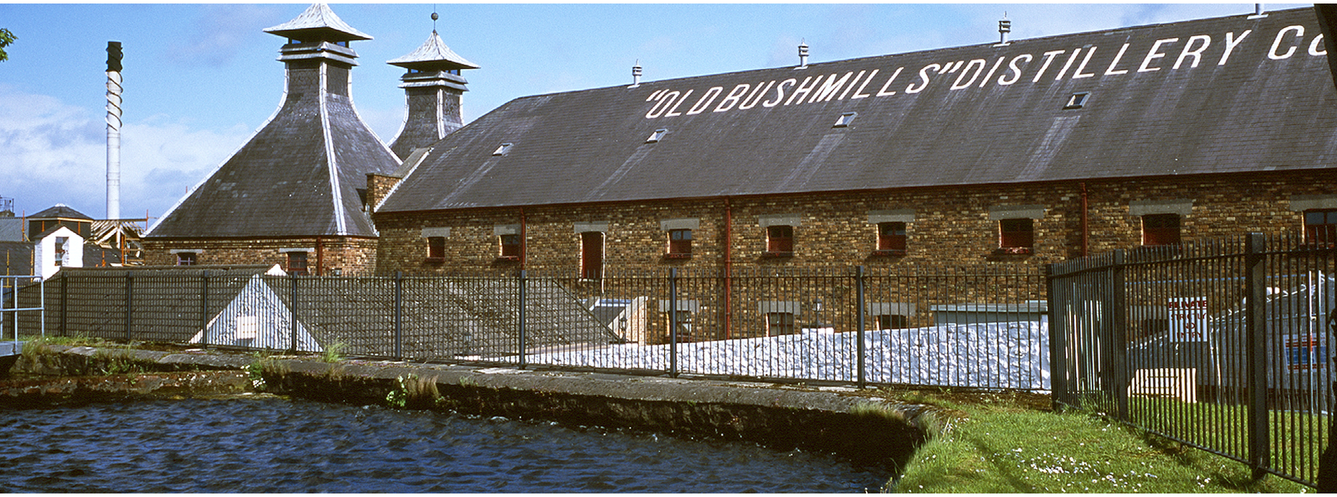 Landscape image of the Old Bushmills Whiskey Distillery